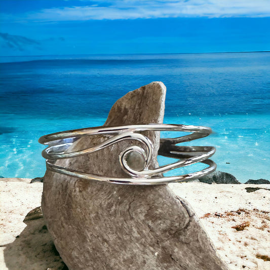 Jackie Gallagher Designs - Handmade Coastal Jewelry - Wave Cuff/Bracelet, Sterling silver