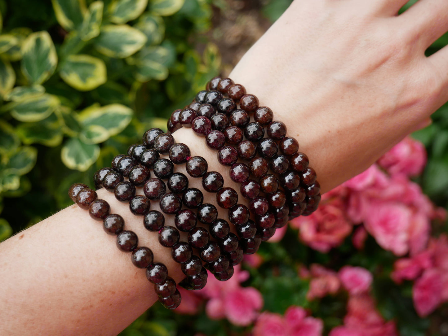 The Healing Sanctuary - Garnet Beaded Bracelets 8mm