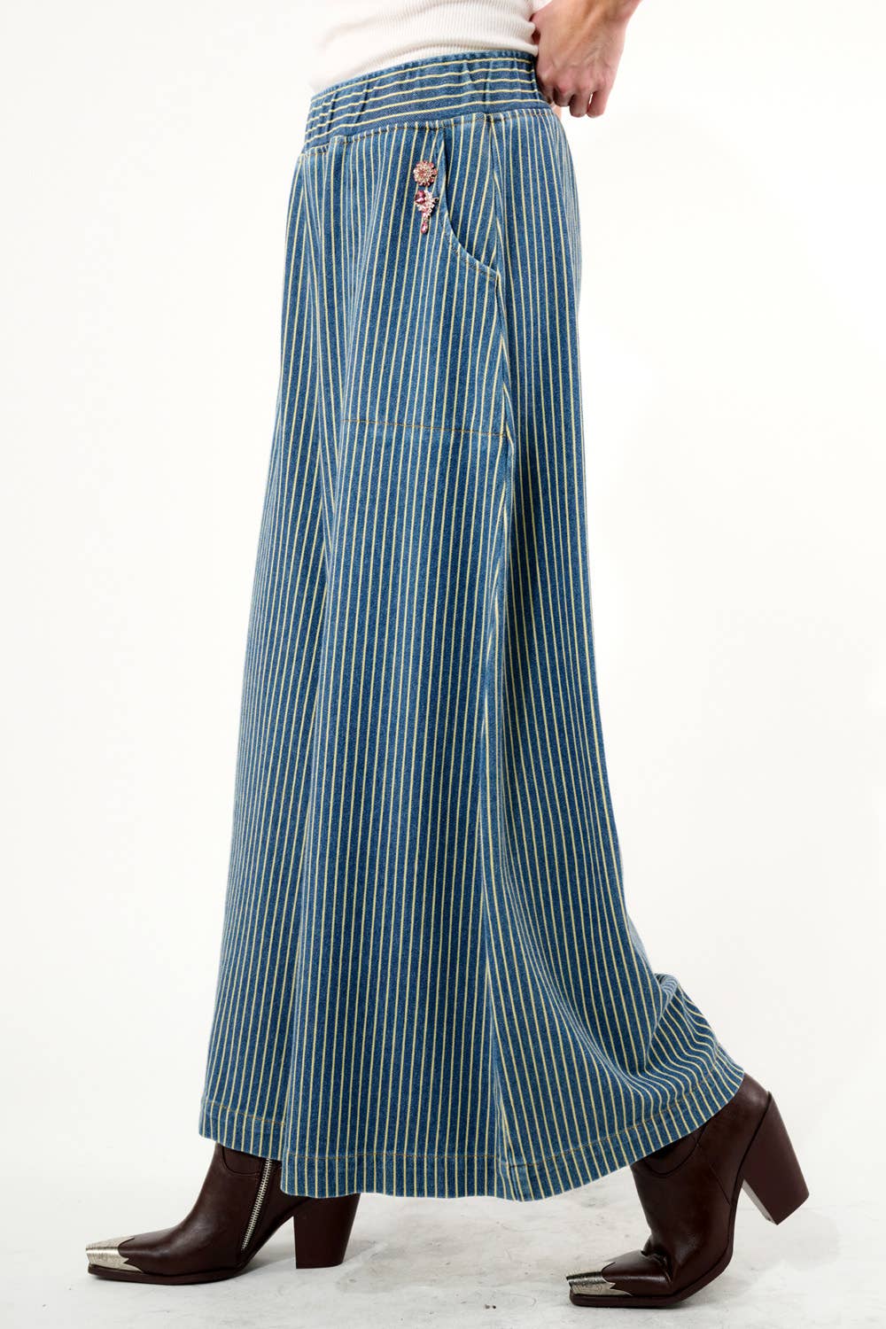 Aratta - Alaia Stripe Denim Pants: Denim Stripe / L