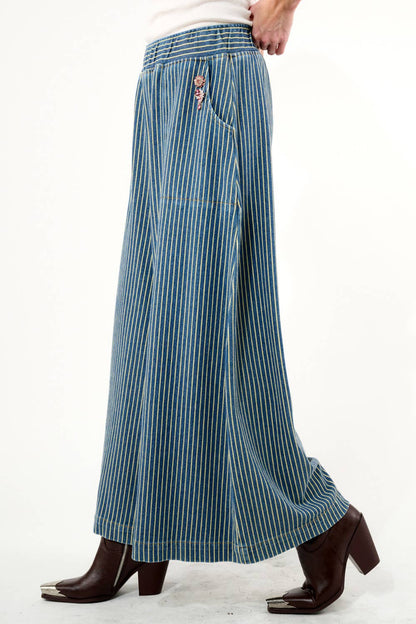 Aratta - Alaia Stripe Denim Pants: Denim Stripe / M