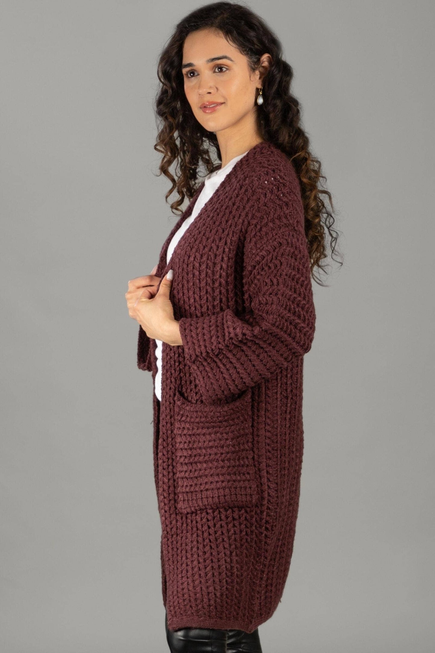 SAACHI - Long Sleeve Kimono Cable Knit Cardigan