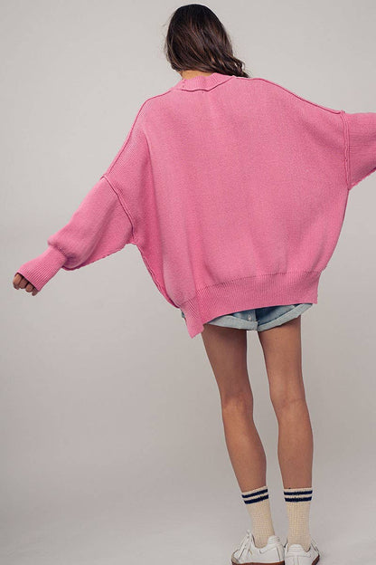 Urban Daizy - OVERSIZED SIDE SLIT CREW NECK COZY SWEATER  : PISTACHIO / S-2/M-2/L-2