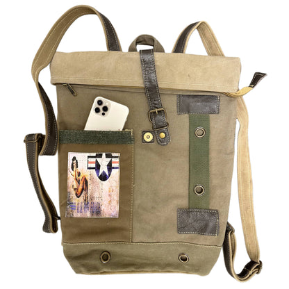 Vintage Addiction - Recycled Military Tent Backpack - US AIR FORCE