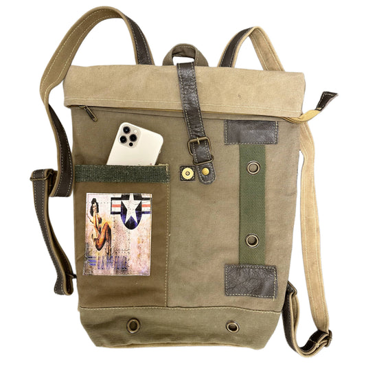 Vintage Addiction - Recycled Military Tent Backpack - US AIR FORCE
