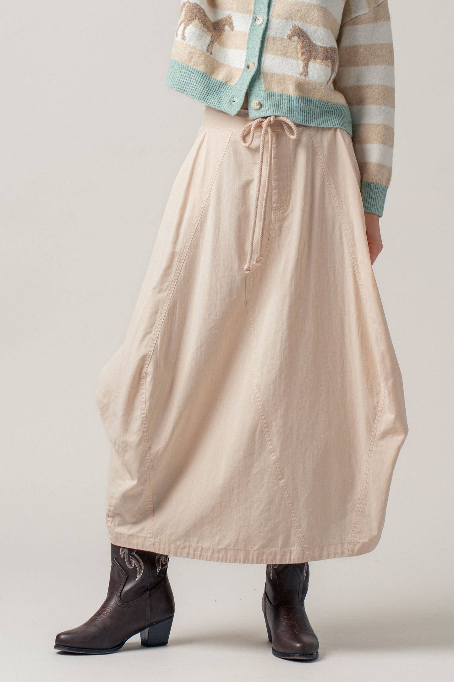 Urban Daizy - Balloon Hem Drawstring Maxi Skirt