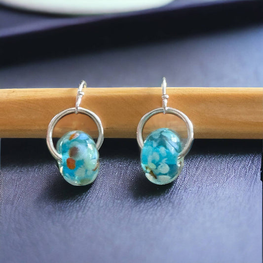 Jackie Gallagher Designs - Handmade Coastal Jewelry - Lampwork Bead Dangle Earring, .925