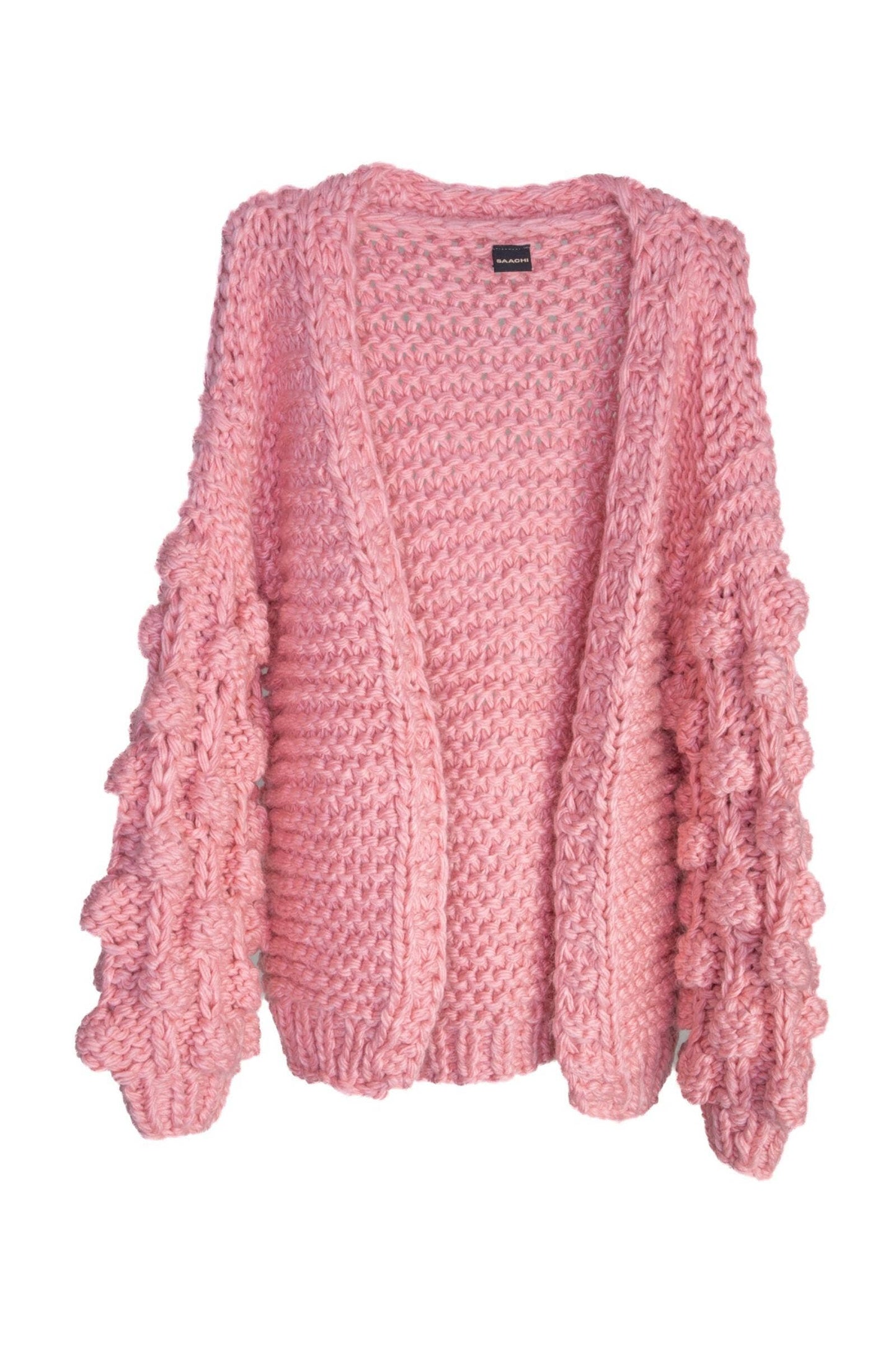 SAACHI - Bauble Sleeve Knit Cardigan Kimono: Pink