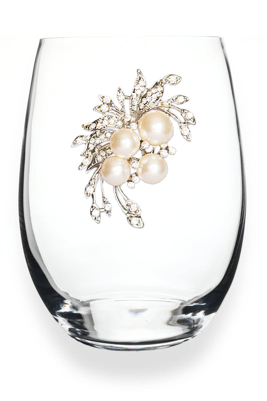 The Queens' Jewels® - Pearl Bouquet Jeweled Stemless Wine Glass