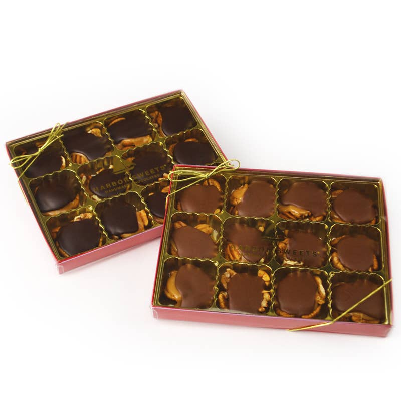 Harbor Sweets Chocolates - Chocolate Caramel Pecan Clusters - 12 pc