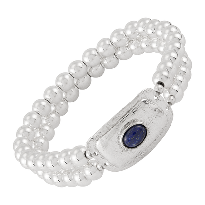 Celestial Bloom~ Silver Lapis Hematite Bracelet