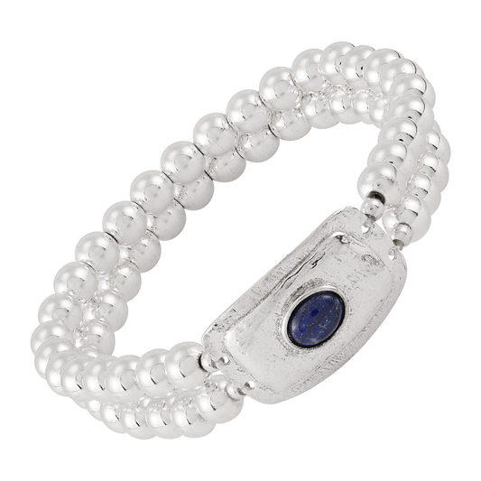 Celestial Bloom~ Silver Lapis Hematite Bracelet