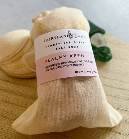 Fairyland Glade - Peachy Keen Hidden Sea Glass Sea Salt Soap MADE TO ORDER