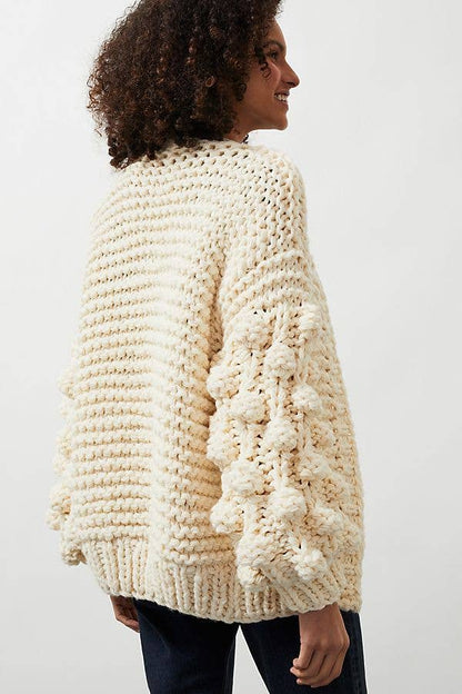 SAACHI - Bauble Sleeve Knit Cardigan Kimono: Pink