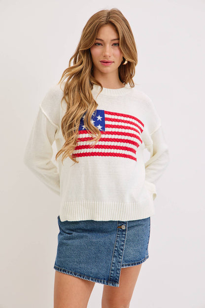 Sweet Lovely by Jen - AMERICAN FLAG SWEATER TOP