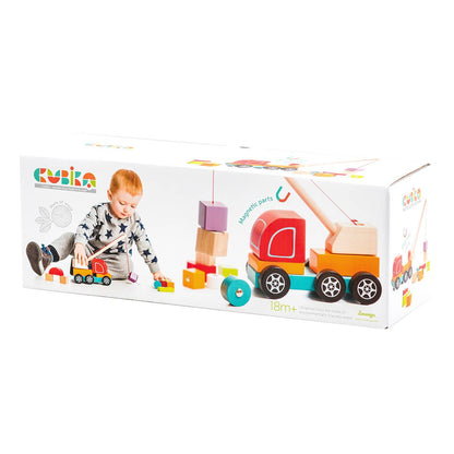 Toysmith - Cubika Wooden Toy Crane Truck