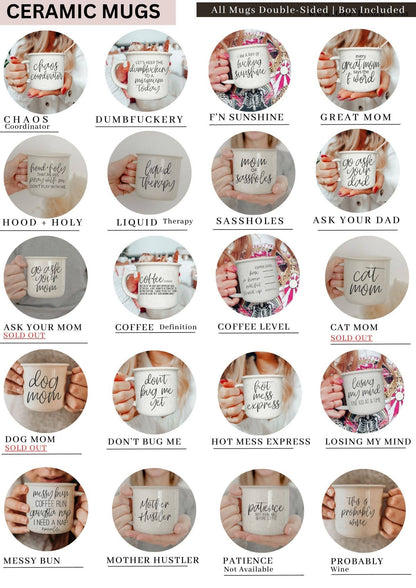 Gia Roma - Neutral Coffee Bar Decor, Ceramic Coffee Mugs With Quotes: Successful Woman