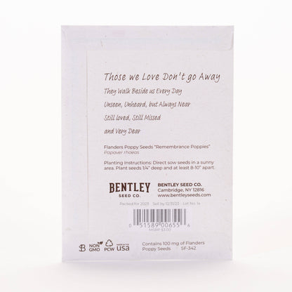 Bentley Seed Co. - Memorial Cardinal - Flanders Poppy Seed Packets