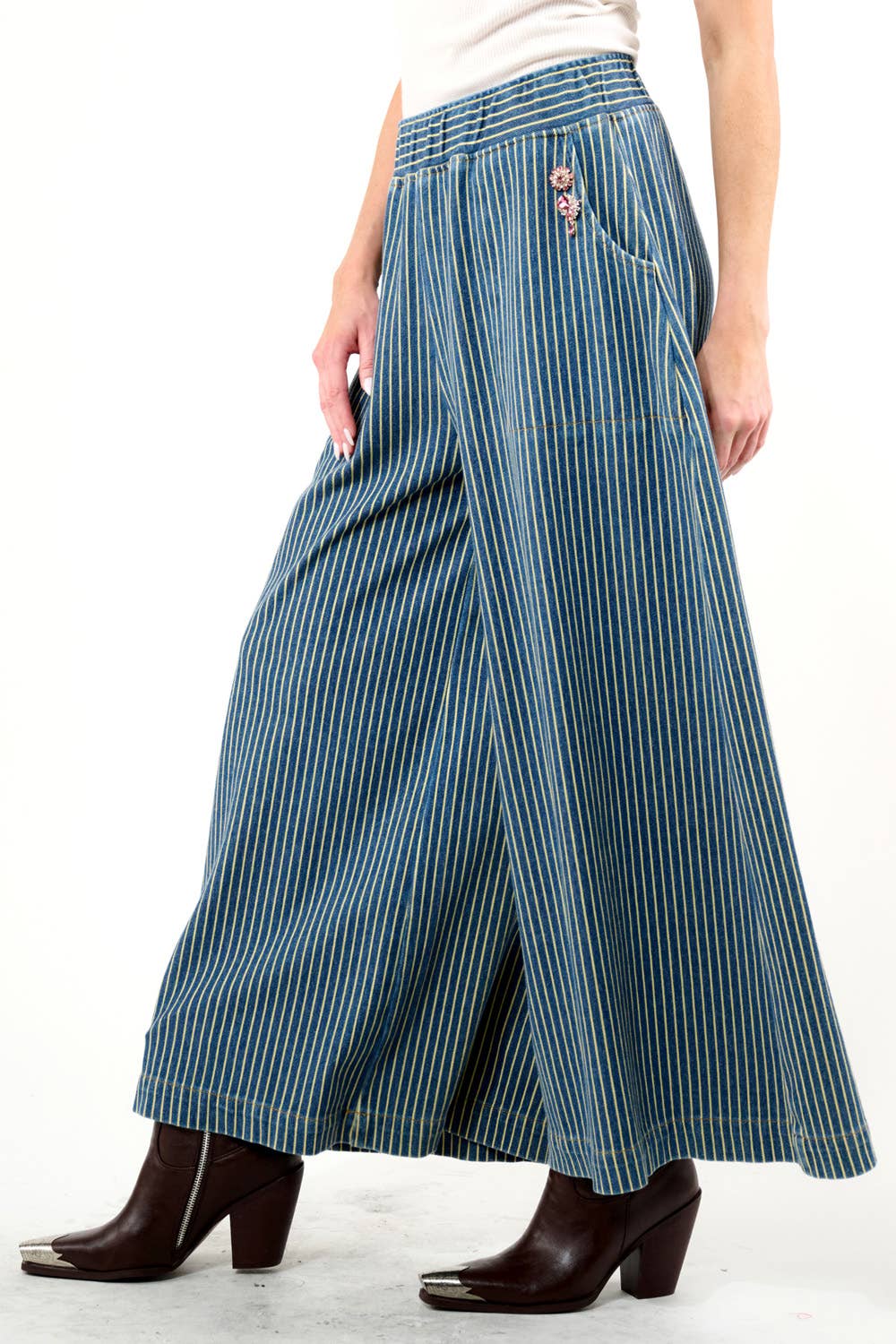 Aratta - Alaia Stripe Denim Pants: Denim Stripe / S