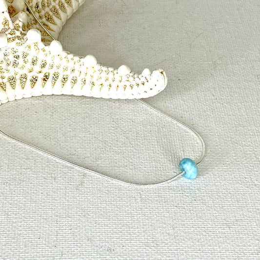 Jackie Gallagher Designs - Handmade Coastal Jewelry - Sterling Silver & Larimar Ball Necklace 18"