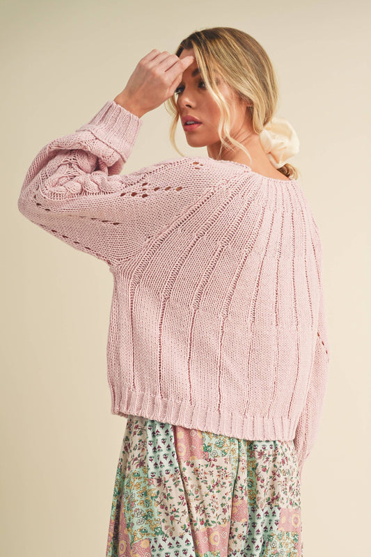 AEMI + CO - 3158DK Tally Sweater: L / Contemporary / Pink