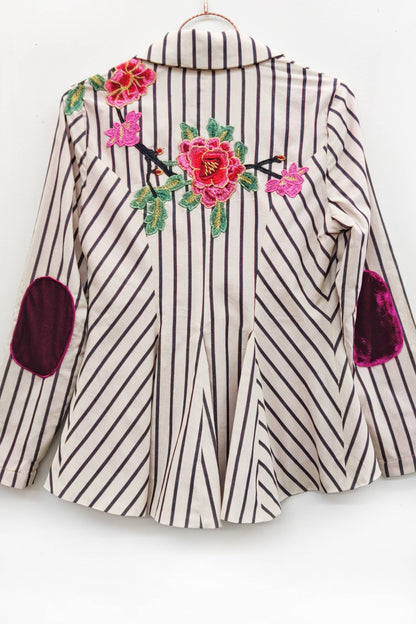 Aratta - Derby Princess Stripe Blazer: Cream Stripes / M