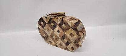 Ricki designs - BOX BAG WOOD INLAY OVAL