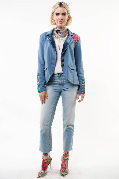 Aratta - Elise Embellished Blazer: Vintage Blue / S