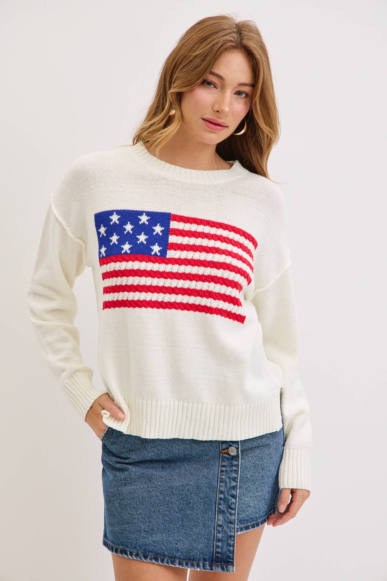 Sweet Lovely by Jen - AMERICAN FLAG SWEATER TOP