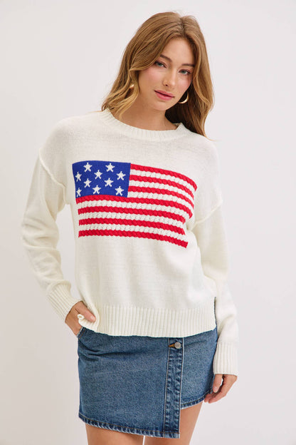 Sweet Lovely by Jen - AMERICAN FLAG SWEATER TOP