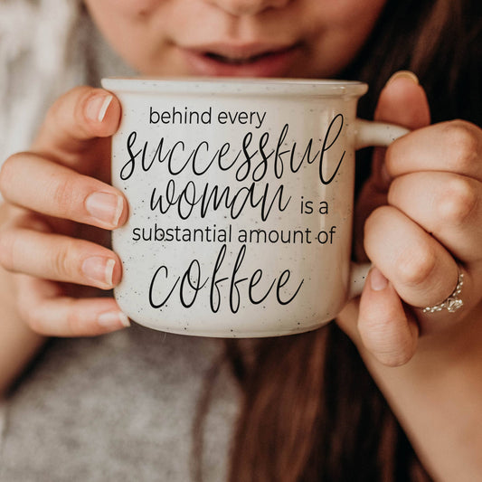 Gia Roma - Neutral Coffee Bar Decor, Ceramic Coffee Mugs With Quotes: Successful Woman
