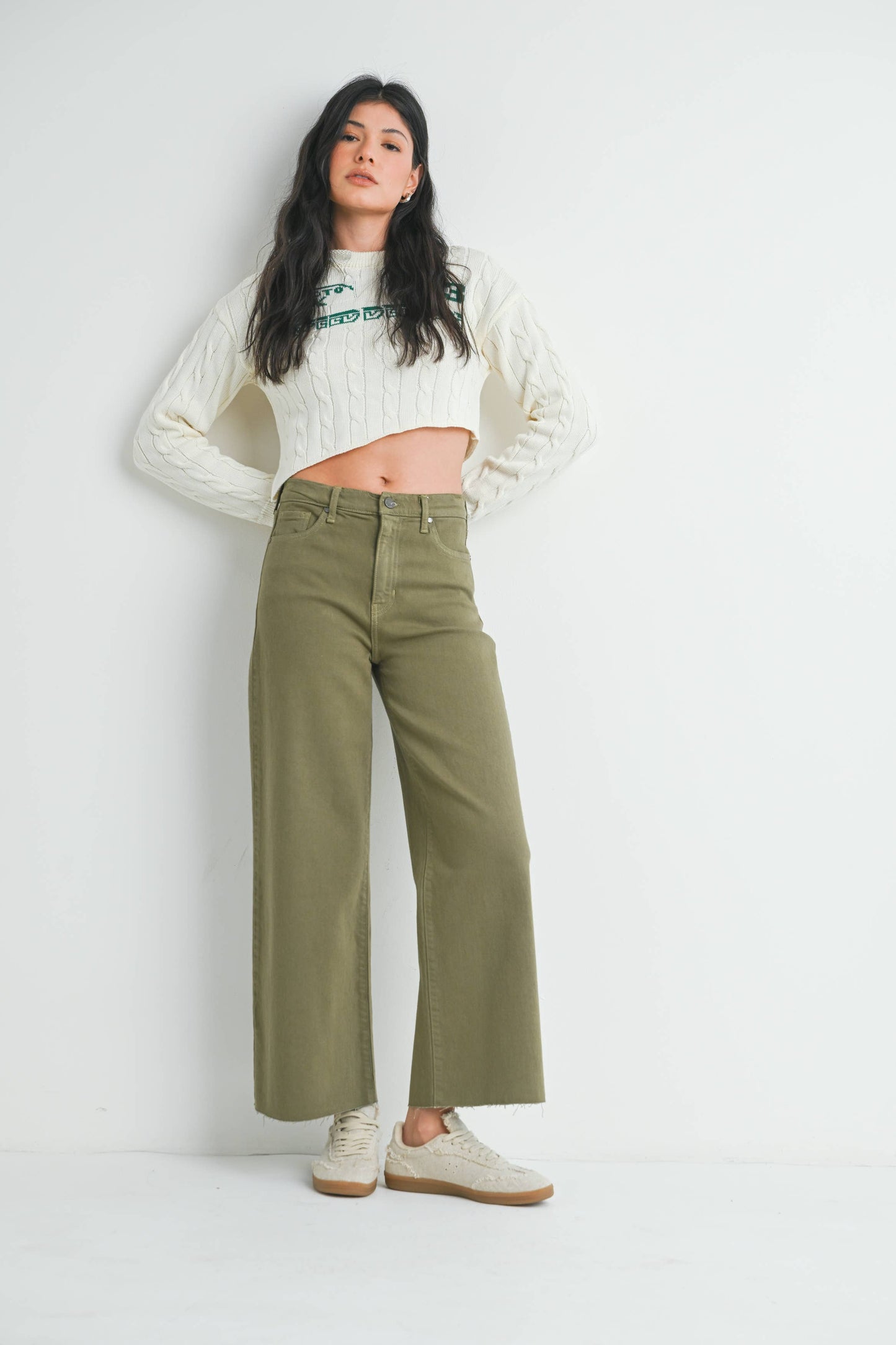 JUST BLACK DENIM - BP460J - MATCHA- Scissor Cut Wide Leg