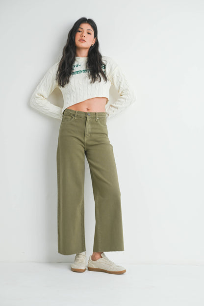 JUST BLACK DENIM - BP460J - MATCHA- Scissor Cut Wide Leg
