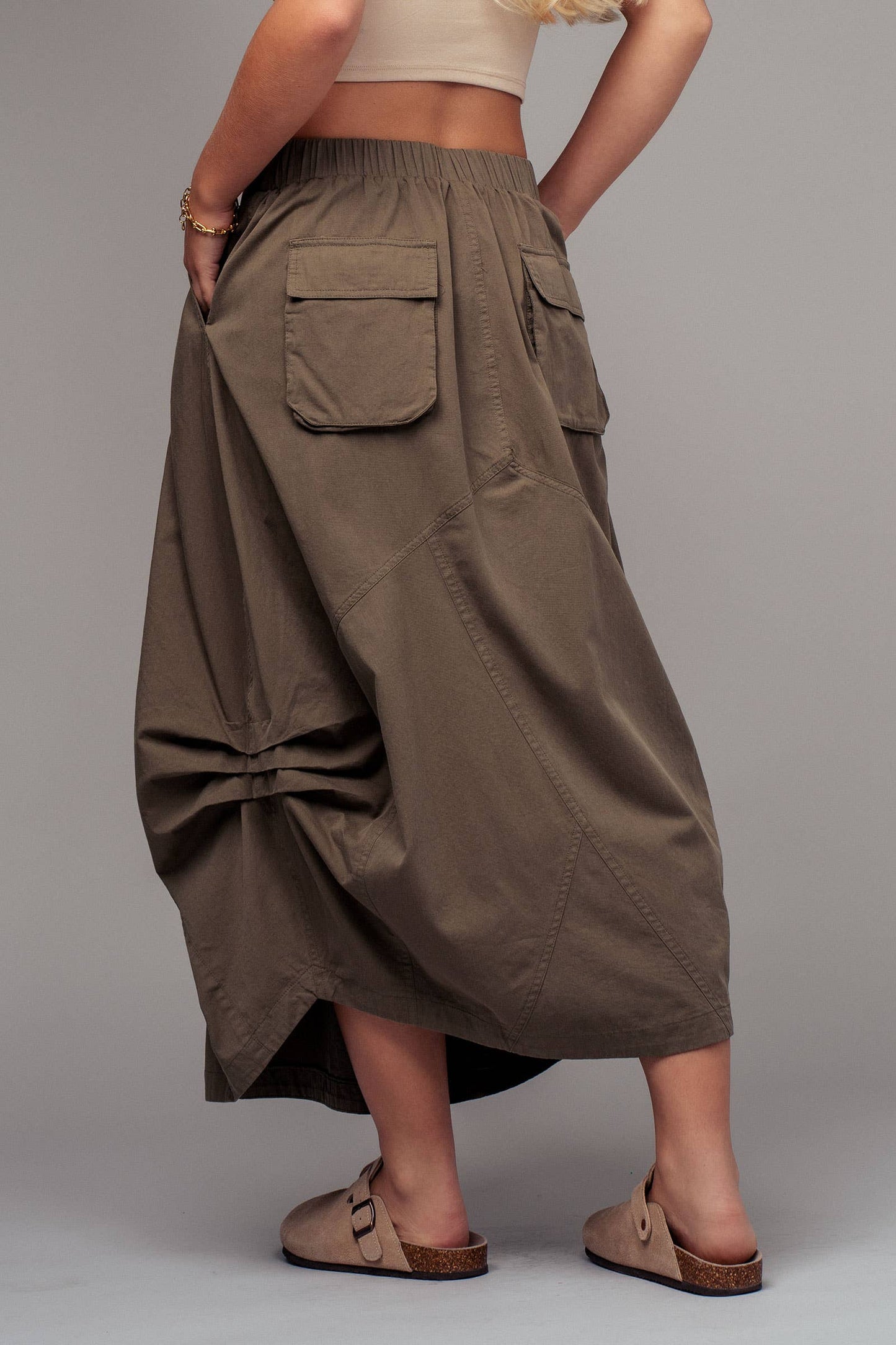 Urban Daizy - Balloon Hem Drawstring Maxi Skirt