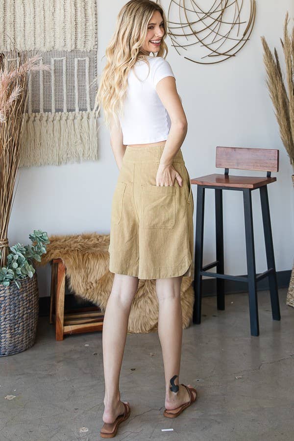 Oli&Hali - MINERAL WASHED BERMUDA SHORTS: WASHED MUSTARD / L