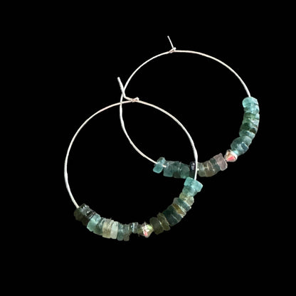Jackie Gallagher Designs - Handmade Coastal Jewelry - Roman Glass 45mm Sterling Silver Hoops