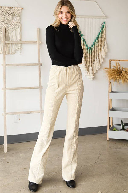 Oli&Hali - WASHED CORDUROY BOOTCUT PANTS - JP0082: CREAM / L
