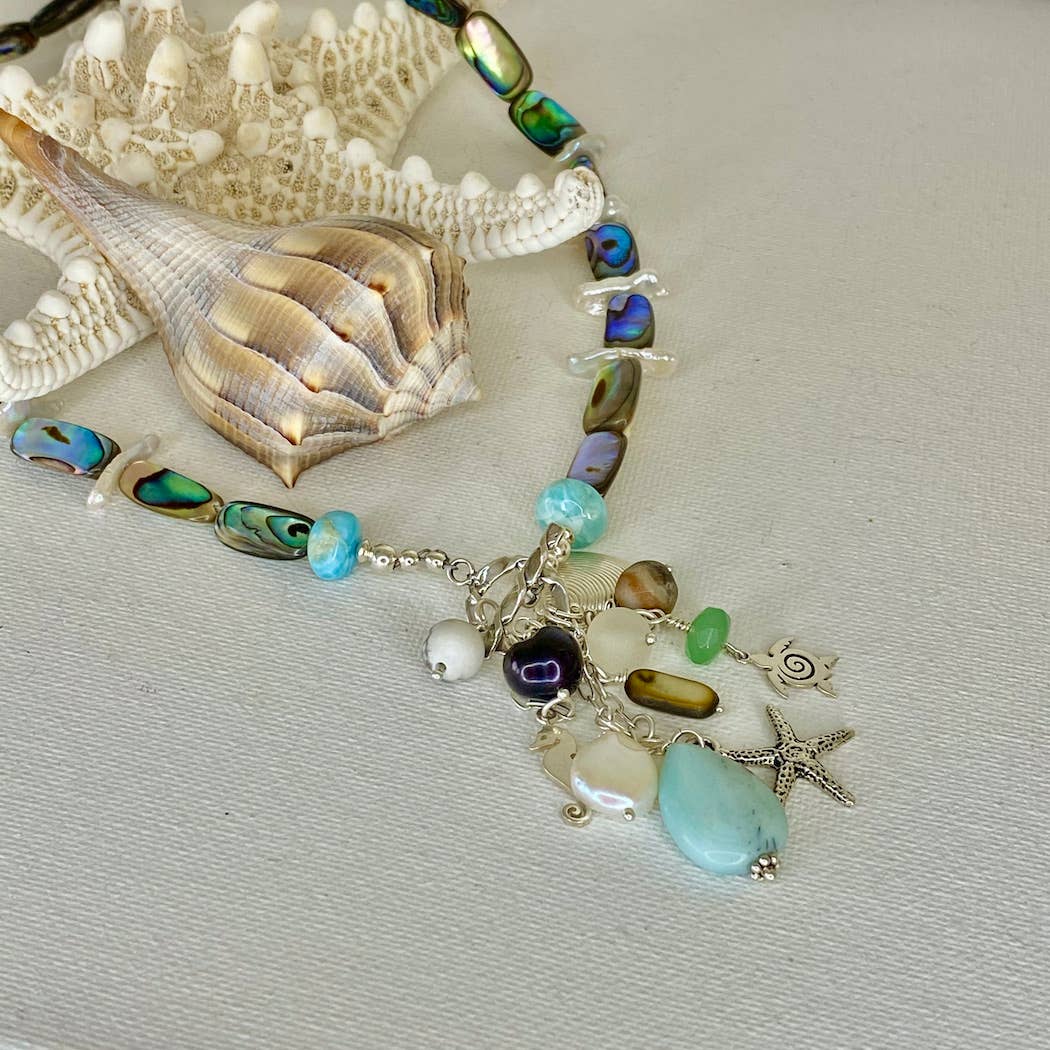 Jackie Gallagher Designs - Handmade Coastal Jewelry - Paua Shell Cluster Necklace