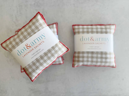 Dot and Army - Mini Check Linen Lavender Sachets, set of two