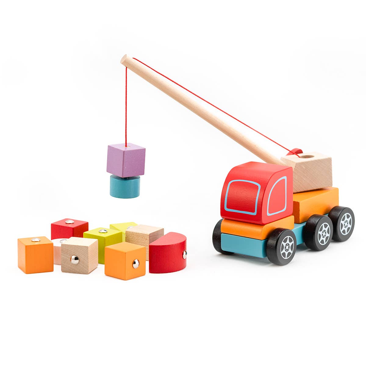Toysmith - Cubika Wooden Toy Crane Truck