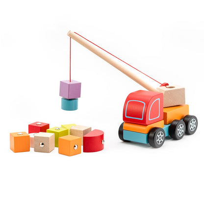 Toysmith - Cubika Wooden Toy Crane Truck