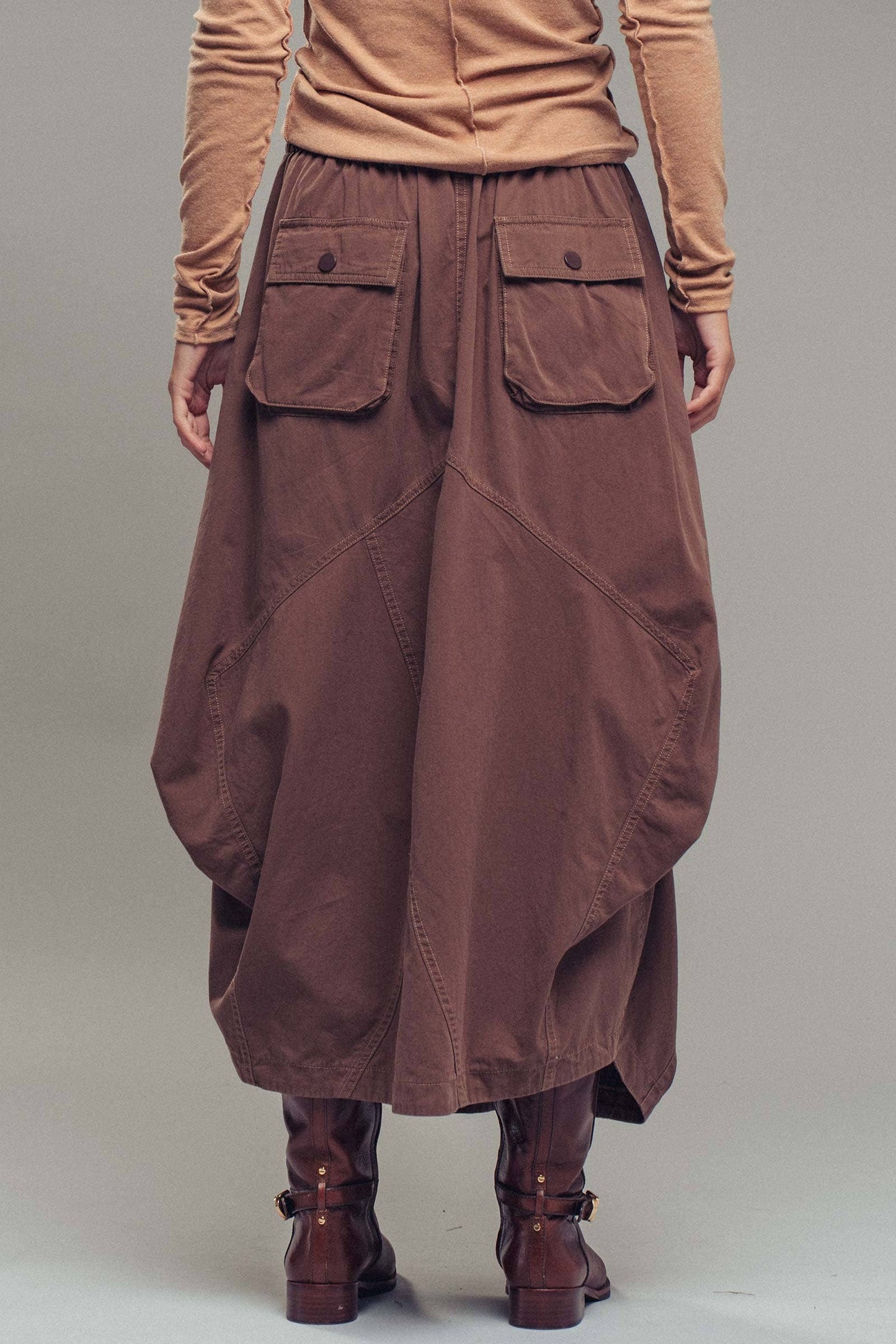 Urban Daizy - Balloon Hem Drawstring Maxi Skirt