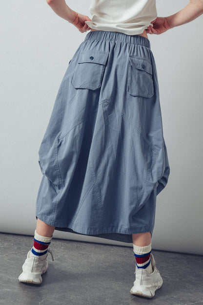Urban Daizy - Balloon Hem Drawstring Maxi Skirt