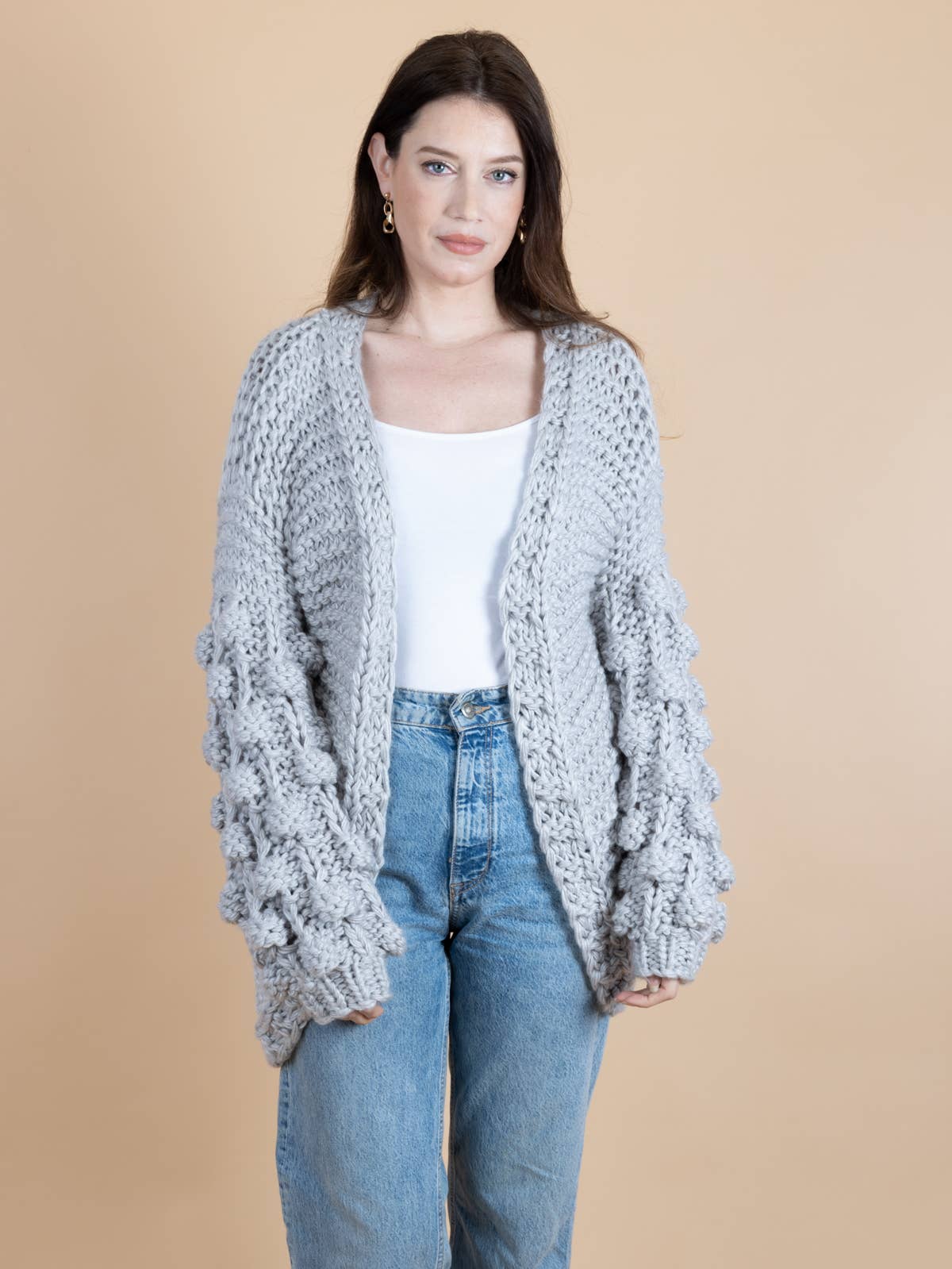 SAACHI - Bauble Sleeve Knit Cardigan Kimono: Pink