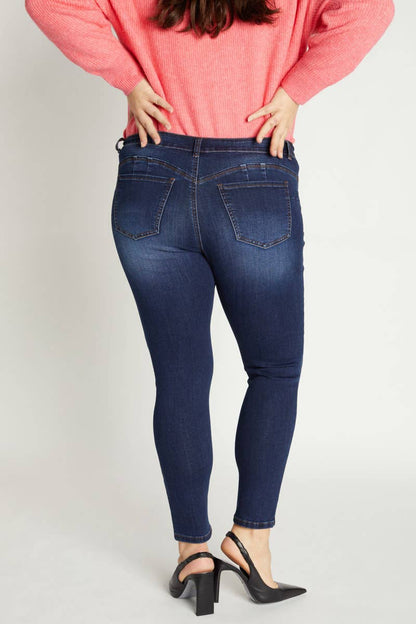 ENJEAN - EP3106XL Mid Rise Push Up Ankle Skinny: 3X / DARK