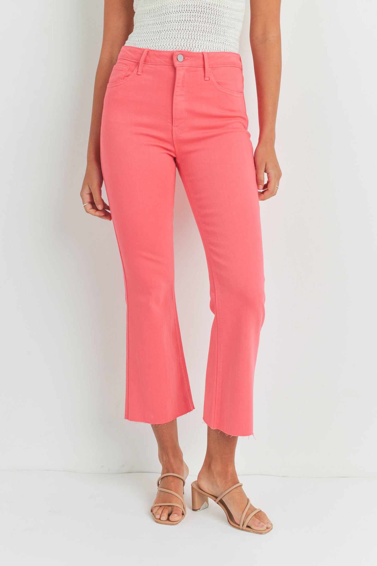 JUST BLACK DENIM - BP370J-A - HOT PINK - HR Tonal Crop Flare