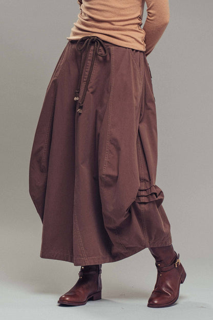 Urban Daizy - Balloon Hem Drawstring Maxi Skirt