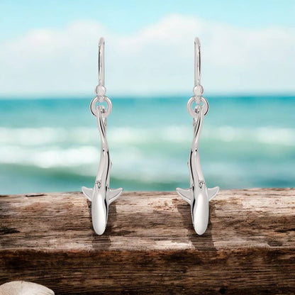 Big Blue by Roland St John - Shark Earrings for Women Sterling Silver- Shark Drop Earring