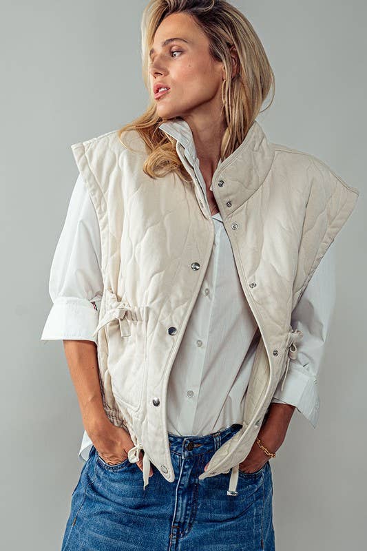 Urban Daizy - FRESH AIR QUILTED VEST : PINK / S-2/M-2/L-2