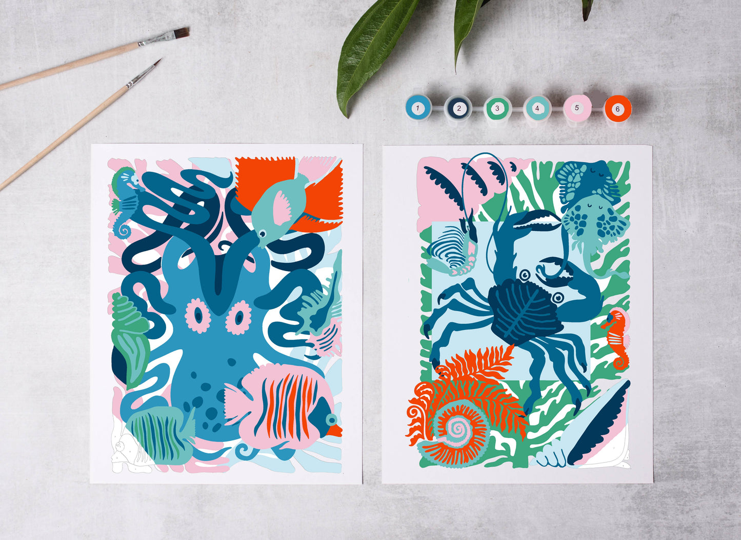 Cate Paper Co. - Sea Creatures Paint-By-Numbers kit