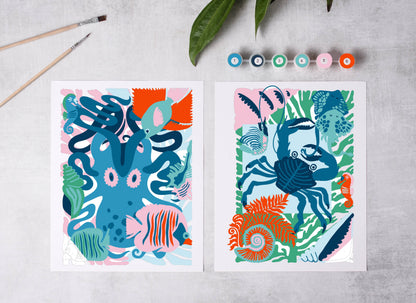 Cate Paper Co. - Sea Creatures Paint-By-Numbers kit